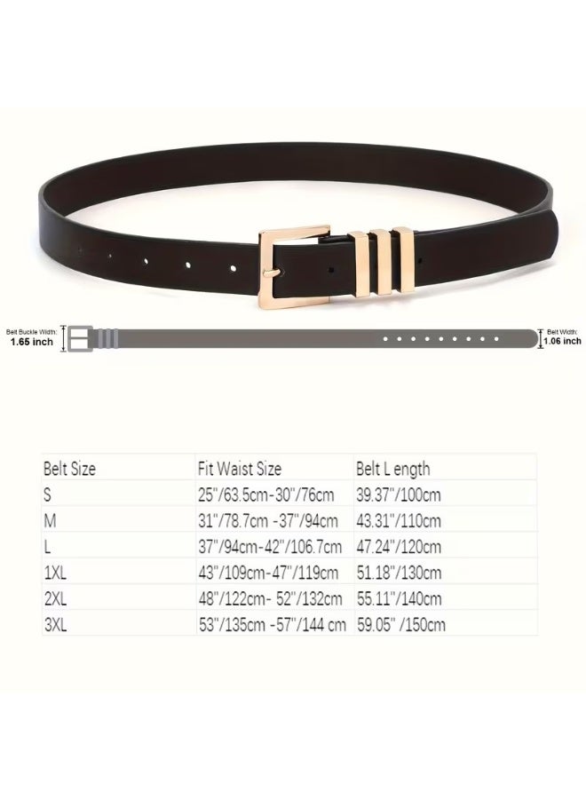 Goolsky 1pc Elegant Faux Leather Belt for Women - Black with Golden-Tone Buckles, Versatile for Casual, Business, and Formal Attire, Everyday Commute Essentials, Everyday Belts | Stylish Accessory | Durable Faux Leather, Women'S Belts( L ) - Image 2