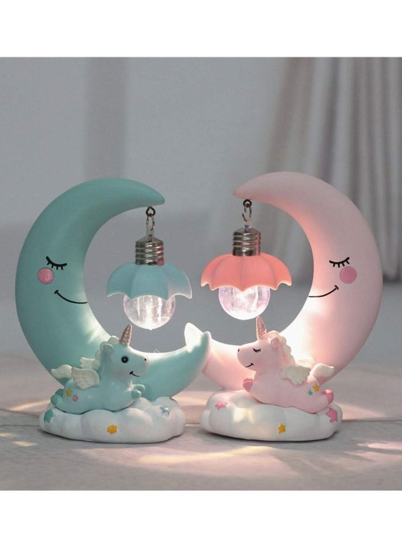 Y&D Unicorn Moon Night Light, Blue, LED Light Cartoon Nursery Lamp for Children Kid Girl Toy Birthday Gift Home Decor - Image 3