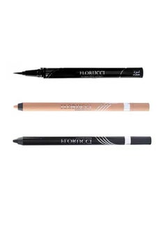 FLORUCCI Eye and eyebrow care kit consisting of a beige miracle eye pencil, a black eyebrow pencil, and a black eyeliner pencil  - Image 1