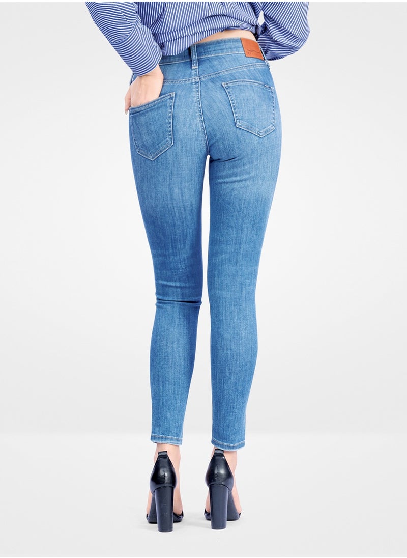 Web Denim - Web Denim Light Blue Highwaist Skinny Stretchable Pant Fashionable Comfort Fit Casual Jeans with Pockets For Women - Image 1