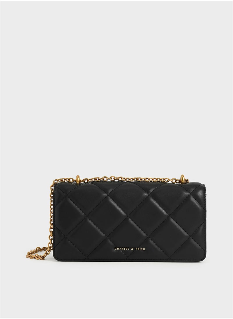 Charles & Keith Paffuto Diamond Chain Long Wallet - Black  - Image 1