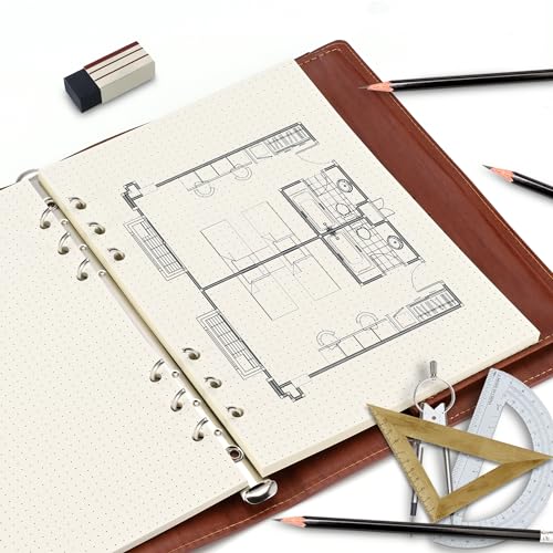 Imslery A5 6-Hole Beige Loose-leaf Paper - 2 Packs (80 Sheets per Pack, 100 GSM) - Dotted Line, Refill for Notebook and Planner, Ideal for Note, Journal, Schedule, Fits A5 6-Ring Binder,Double-sided writing - Image 5