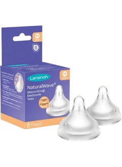 Lansinoh Natural Wave Silicone Baby Bottle Teat 2pcs Medium Flow  - Image 1