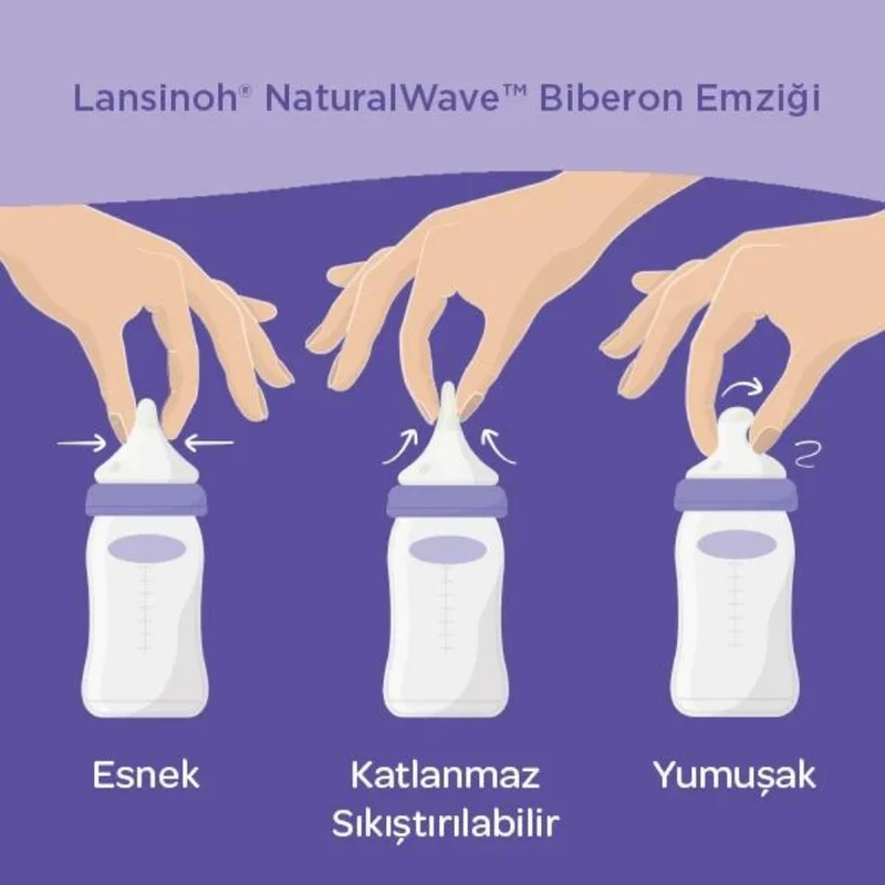 Lansinoh Natural Wave Silicone Baby Bottle Teat 2pcs Medium Flow