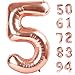 IWERP Rose Gold 5 Balloon Number Balloons 40 Inch 5th Birthday Balloon Decorations Rose Gold Party Supplies 5 Number Balloons Number 5 Balloon - Image 2