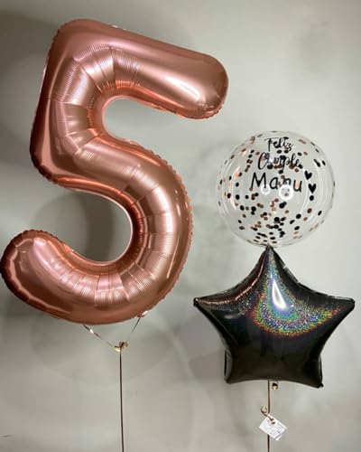 IWERP Rose Gold 5 Balloon Number Balloons 40 Inch 5th Birthday Balloon Decorations Rose Gold Party Supplies 5 Number Balloons Number 5 Balloon - Image 5