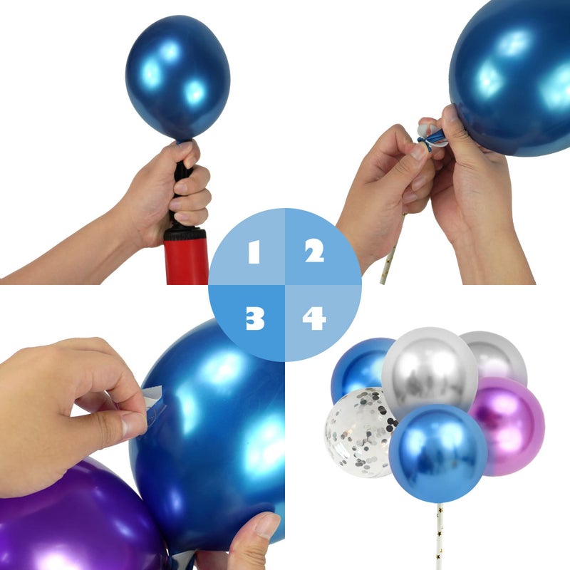 DRWATE 24PCS Space Cake Topper Balloon Cake Topper Planet Cake Topper with Astronauts Purple Blue Sliver Balloons for Kids Outer Space Theme Decoration Boys Girls Baby Shower Galaxy Birthday Party Supplies - Image 3