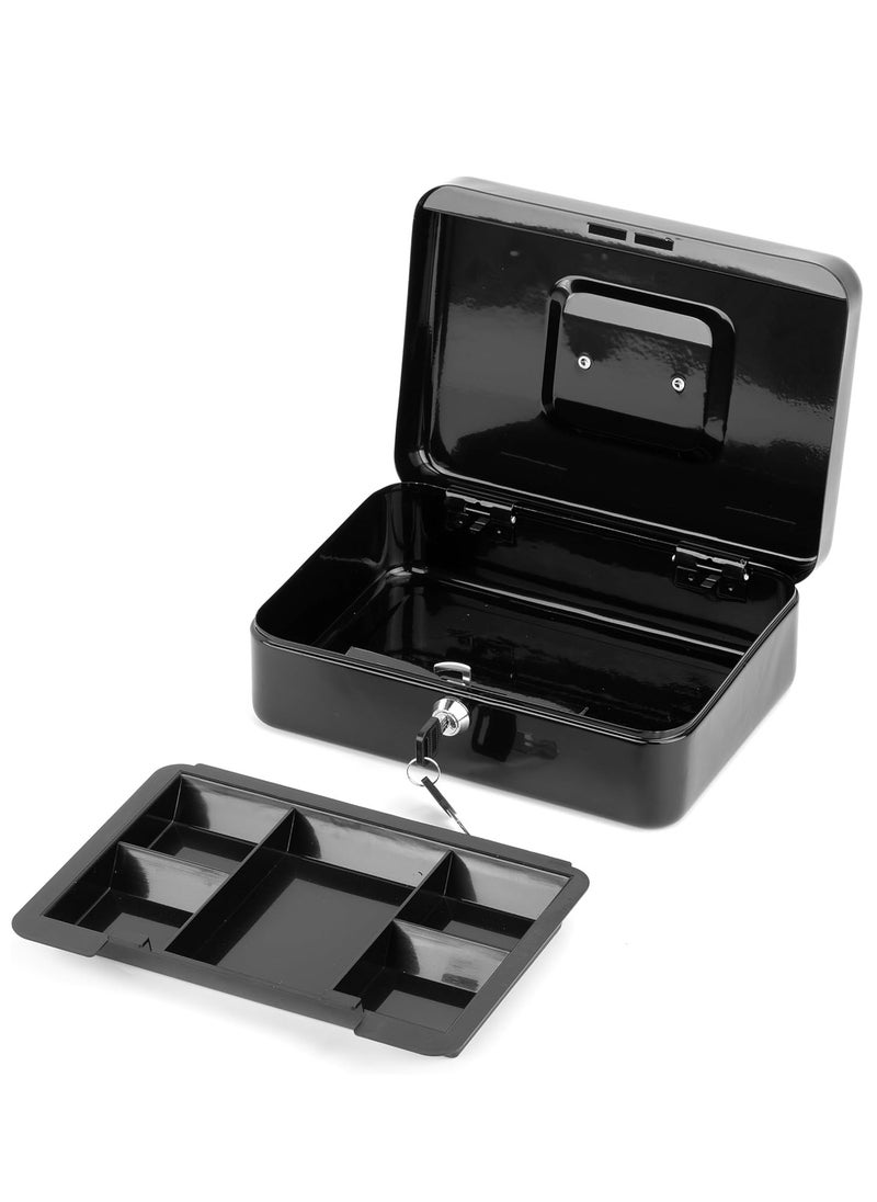Relex Portable Metal Cash Box, Double Layer Money Safe Holder with 2 Keys Lock, Note and Coin Safe Box for Jewelry, ID Documents, Other Important Items (Medium)  - Image 4