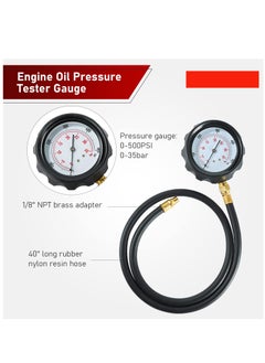 Excefore Oil Pressure Tester Kit and Engine Compression Transmission Fluid Diagnostic Tester Tool Kit, Automotive 500 PSI (35 Bar) Gauge with Hose and Adapters  - Image 2