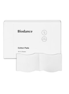 Biodance Cotton Pads, Soft and Thin Square Cotton Pads for Face Toner, Makeup Remover and Facial Cleansing 50 x 2 Sheets