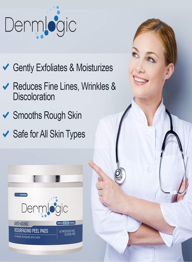 Dermlogic Anti Aging Resurfacing Peel Pads- Triple Action Chemical Peel Pads Combined with Glycolic, Lactic, and Salicylic Acids. Smooth’s Fine Lines, Wrinkles, Dark Spots, and Imperfections to Enhance the Skin - Image 2