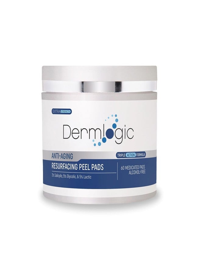 Dermlogic Anti Aging Resurfacing Peel Pads- Triple Action Chemical Peel Pads Combined with Glycolic, Lactic, and Salicylic Acids. Smooth’s Fine Lines, Wrinkles, Dark Spots, and Imperfections to Enhance the Skin - Image 1