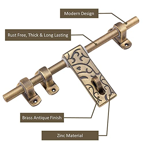 Atom 12 Inch Zinc Aldrop | Fancy Aldrop for Door Fittings Kit, Door Accessories | Brass Antique Finish (WZA004) - Image 2