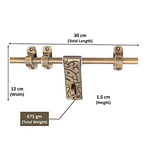 Atom 12 Inch Zinc Aldrop | Fancy Aldrop for Door Fittings Kit, Door Accessories | Brass Antique Finish (WZA004) - Image 3