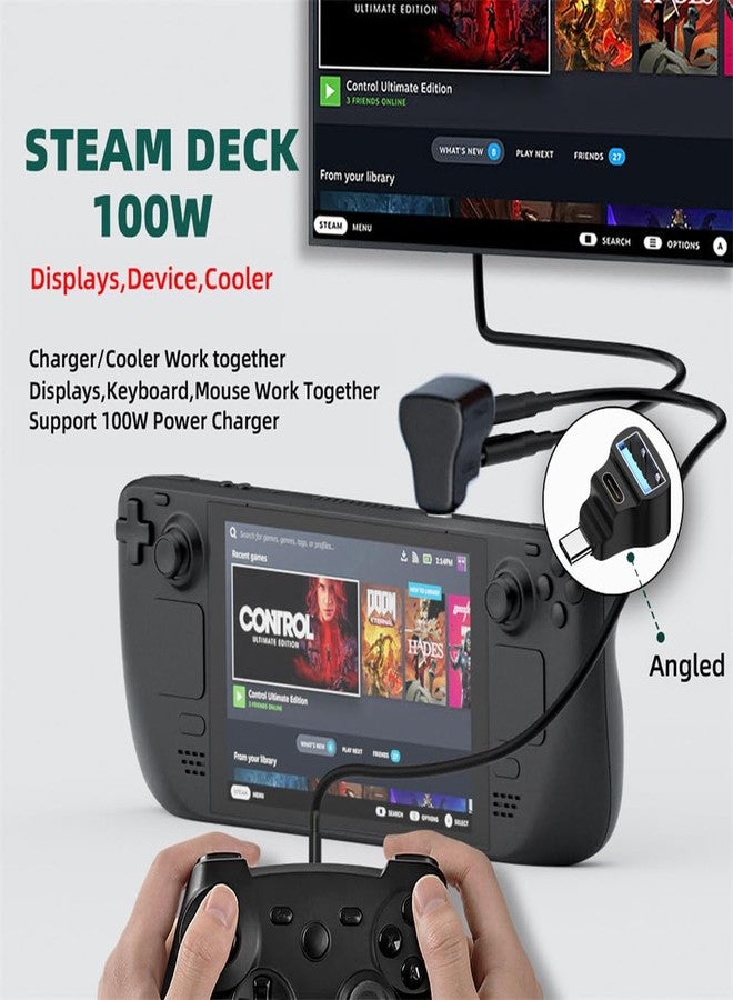 NFHK 10Gbps USB3.0 Type C Male to Dual Type-A OTG & Type-C Female Power Data Splitter Adapter Angled Compatible with Steam Deck Laptop - Image 5