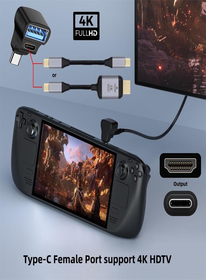 NFHK 10Gbps USB3.0 Type C Male to Dual Type-A OTG & Type-C Female Power Data Splitter Adapter Angled Compatible with Steam Deck Laptop - Image 3