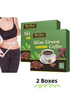 Slim Green Coffee, With Ganoderma, Lucidum Coffee, Natural Weight Loss Coffee with Reishi Mushroom for Better Digestion and Healthy Lifestyle, 18 Sticks per Box, 2 Boxes
