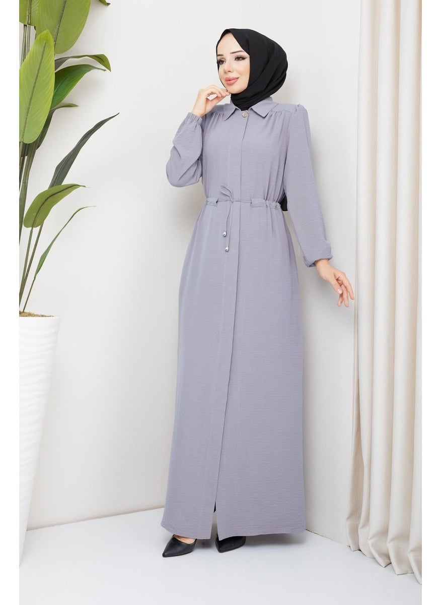 Günay Karaca Ayrobin Fabric Summer Abaya 4690-1  - Image 3