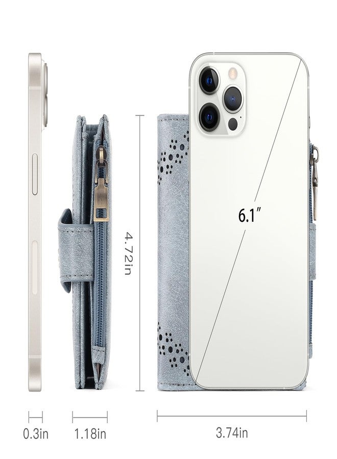 سينديفن محفظة صغيرة للنساء من SENDEFN، ثنائية الطي، مصنوعة من الجلد، مزودة بحماية من تقنية RFID، وحامل بطاقات، وجيب بسحاب للعملات المعدنية، لون أزرق فاتح، تصميم كاجوال. - Image 4