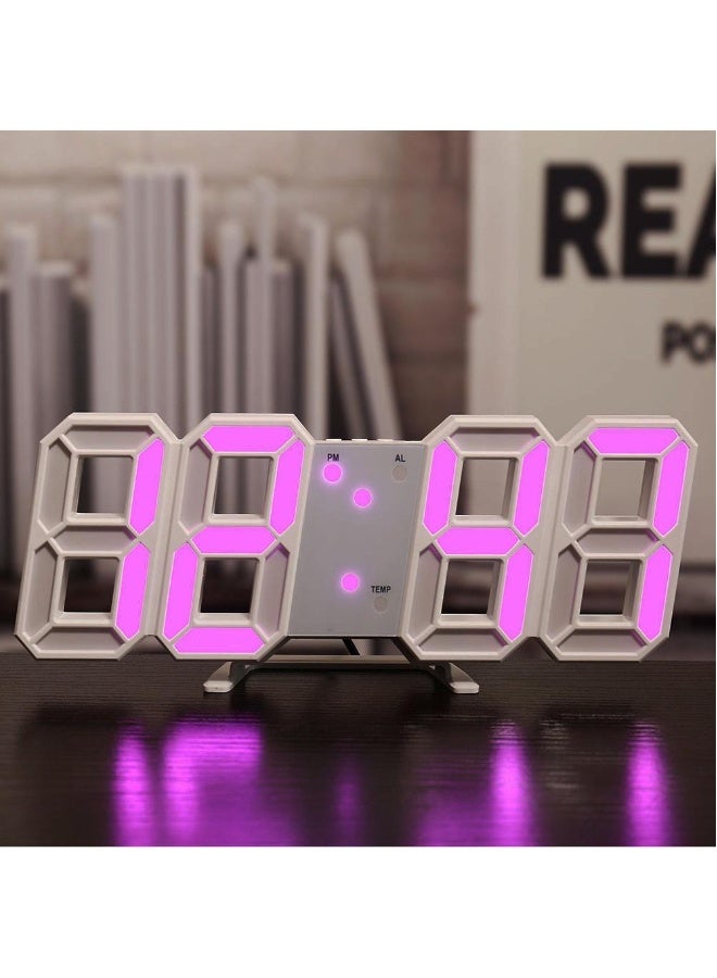 ساعة رقمية ذكية 3D LED منبه إلكتروني ساعة حائطية للمعيشة ساعة داخلية لدرجة الحرارة - Image 1