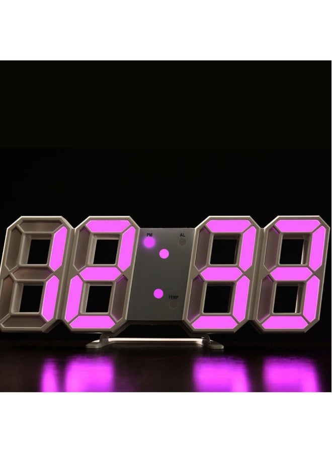 ساعة رقمية ذكية 3D LED منبه إلكتروني ساعة حائطية للمعيشة ساعة داخلية لدرجة الحرارة - Image 2