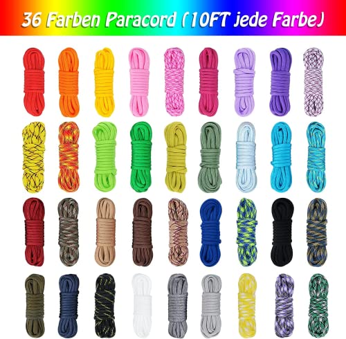 MONOBIN Paracord, 550 Paracord Combo Kit with Instruction Book - 36 Colors Multifunction Paracord Ropes and Complete Accessories for Making Paracord Bracelets, Lanyards, Dog Collars - Image 3