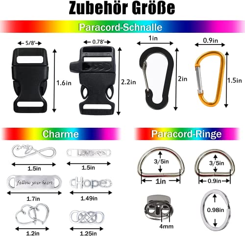 MONOBIN Paracord, 550 Paracord Combo Kit with Instruction Book - 36 Colors Multifunction Paracord Ropes and Complete Accessories for Making Paracord Bracelets, Lanyards, Dog Collars - Image 4