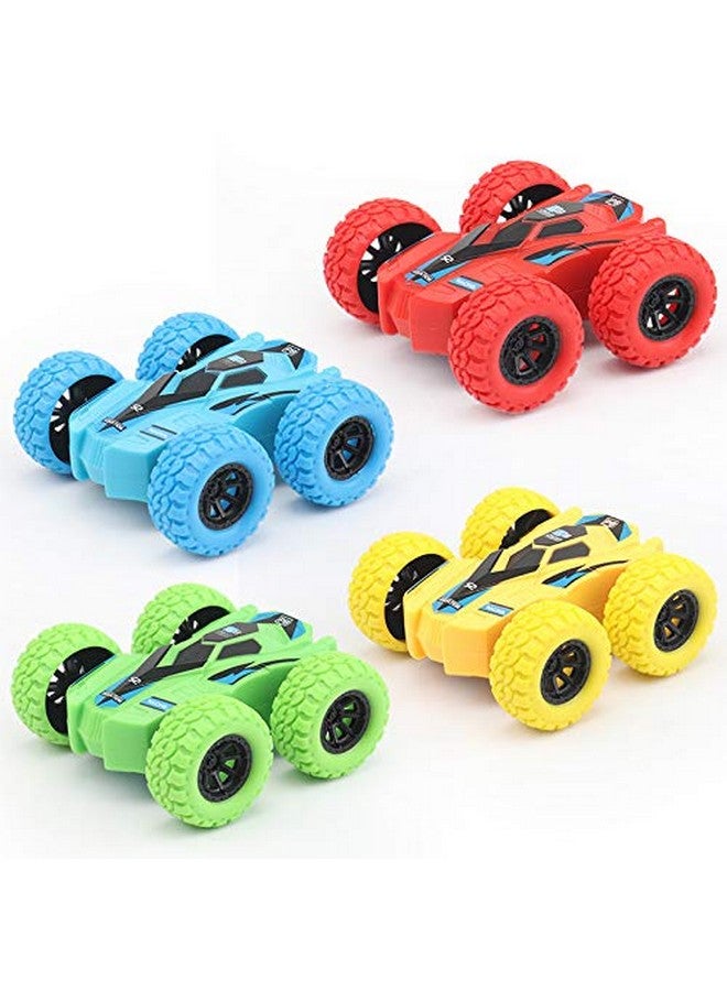 DqsWko Double-Sided Pull Back Carsr. Friction Cars For Kids ，Vibration Inertial Car. Toy Pull Back Car. Big Tire Four-Wheel Drive Toy Car For Boys And Girls（4Pcs） - Image 1
