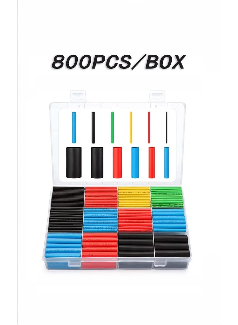 kashemano 800PCS Coloured electrical insulation Shrink Sleeve in box ,2:1 Shrink Ratio Flame retardant Heat Shrink Tubing Set,Multicolor - Image 1