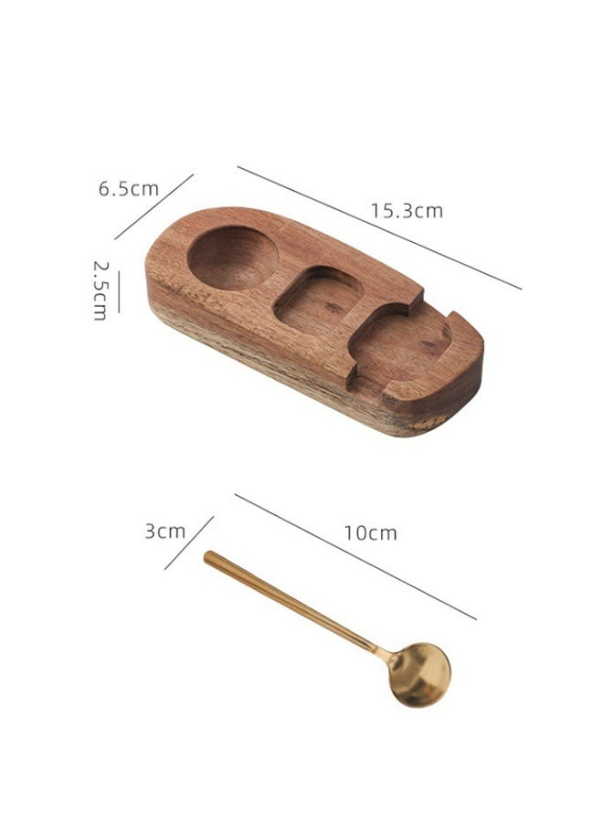 Acacia Wood Egg Tray with Spoon, 3-Compartment Egg Cup Holder with Condiment Section for Breakfast Serving - Image 5