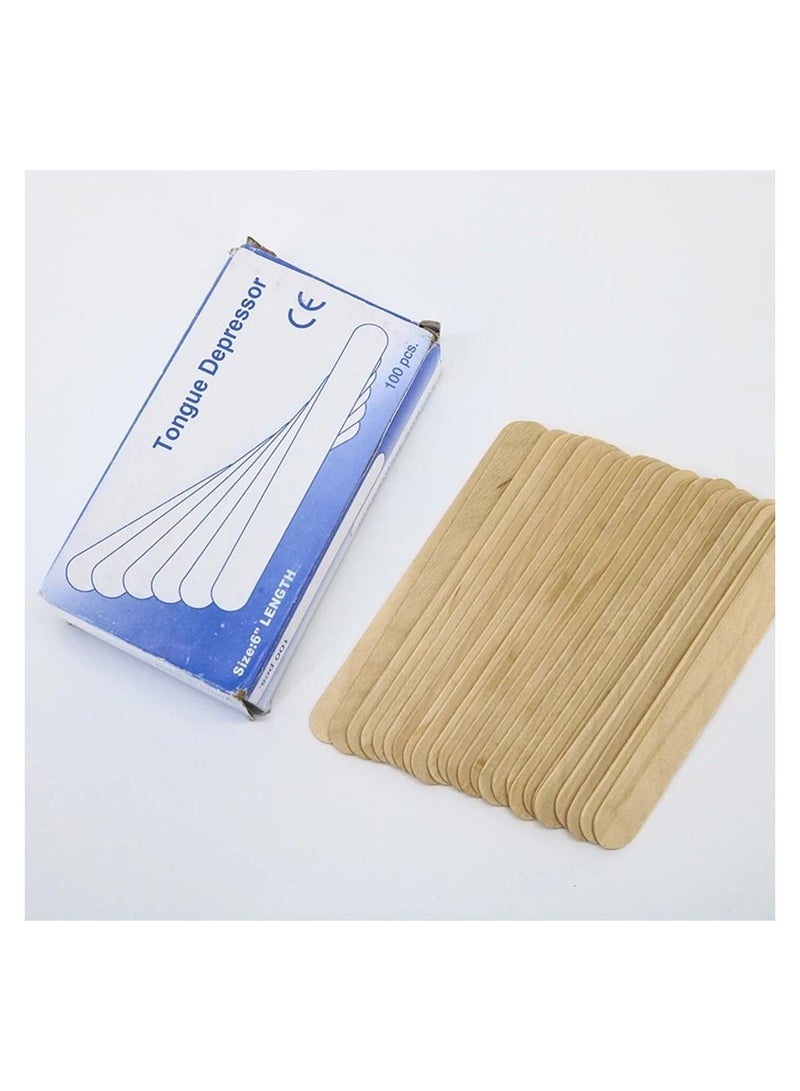 BLOOMING TIME 100pcs Wooden Wax Sticks Wax Spatulas Wax Applicator Craft Sticks for Hair Eyebrow Removal