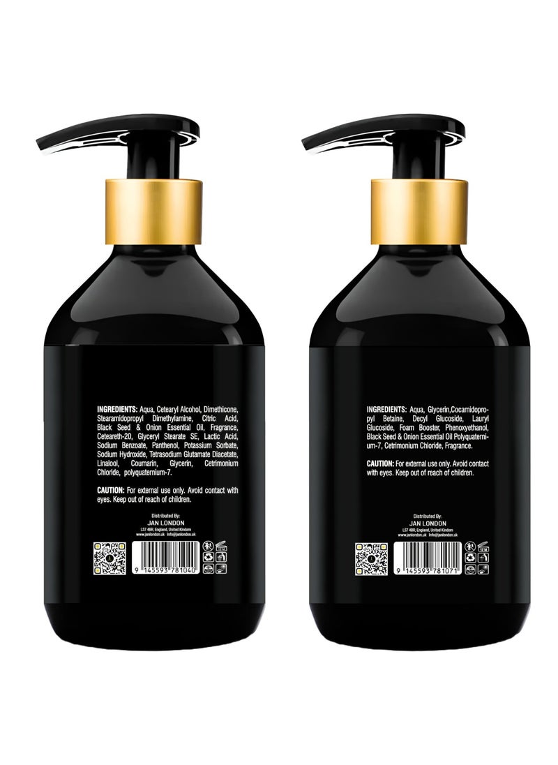 JAN LONDON Black Seed & Onion Anti-Hairfall Shampoo & Conditioner Pack – 2x 500ml | Sulphate, Paraben & Silicone-Free | Strengthens & Nourishes Hair | Promotes Healthy Hair Growth  - Image 3