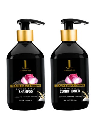 Black Seed & Onion Anti-Hairfall Shampoo & Conditioner Pack – 2x 500ml | Sulphate, Paraben & Silicone-Free | Strengthens & Nourishes Hair | Promotes Healthy Hair Growth - pzsku/Z9C4321D9D47990987732Z/45/1746192521/1e592205-23ba-43a0-914c-4a678f986afb