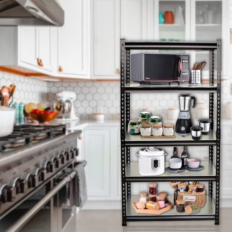 VISHVA 5 Layer Heavy Duty Adjustable Shelving Unit Storage Rack Boltless Multipurpose Racks Black 60H x 24W x 12D - Image 3