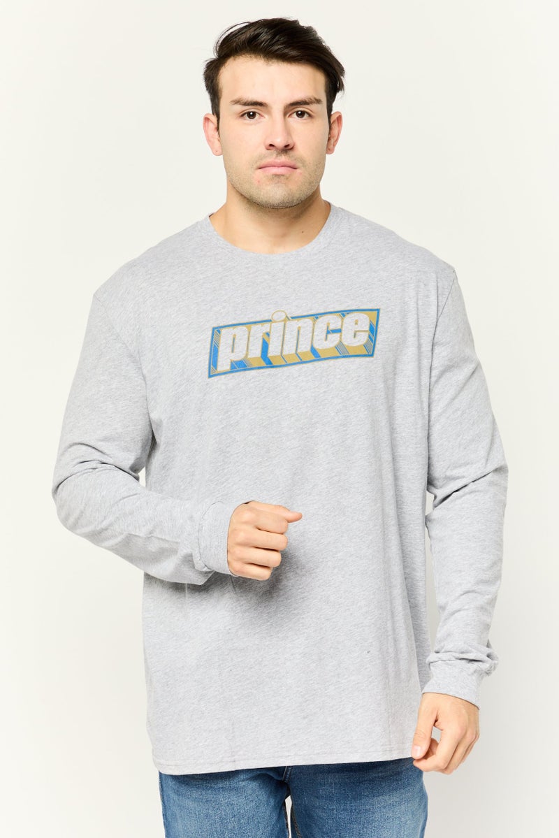 Prince Men Crew Neck Long Sleeve Printed T-shirts, Heather Grey - Image 1