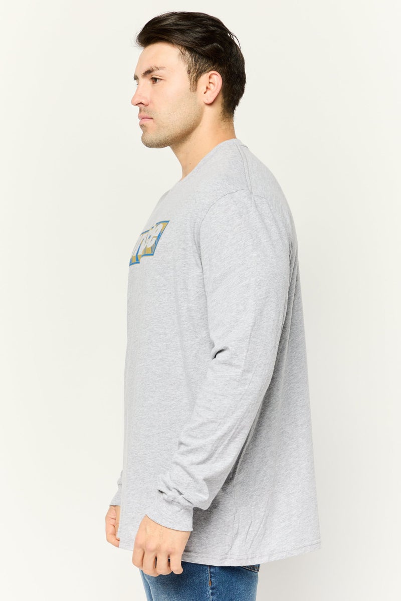 Prince Men Crew Neck Long Sleeve Printed T-shirts, Heather Grey - Image 3