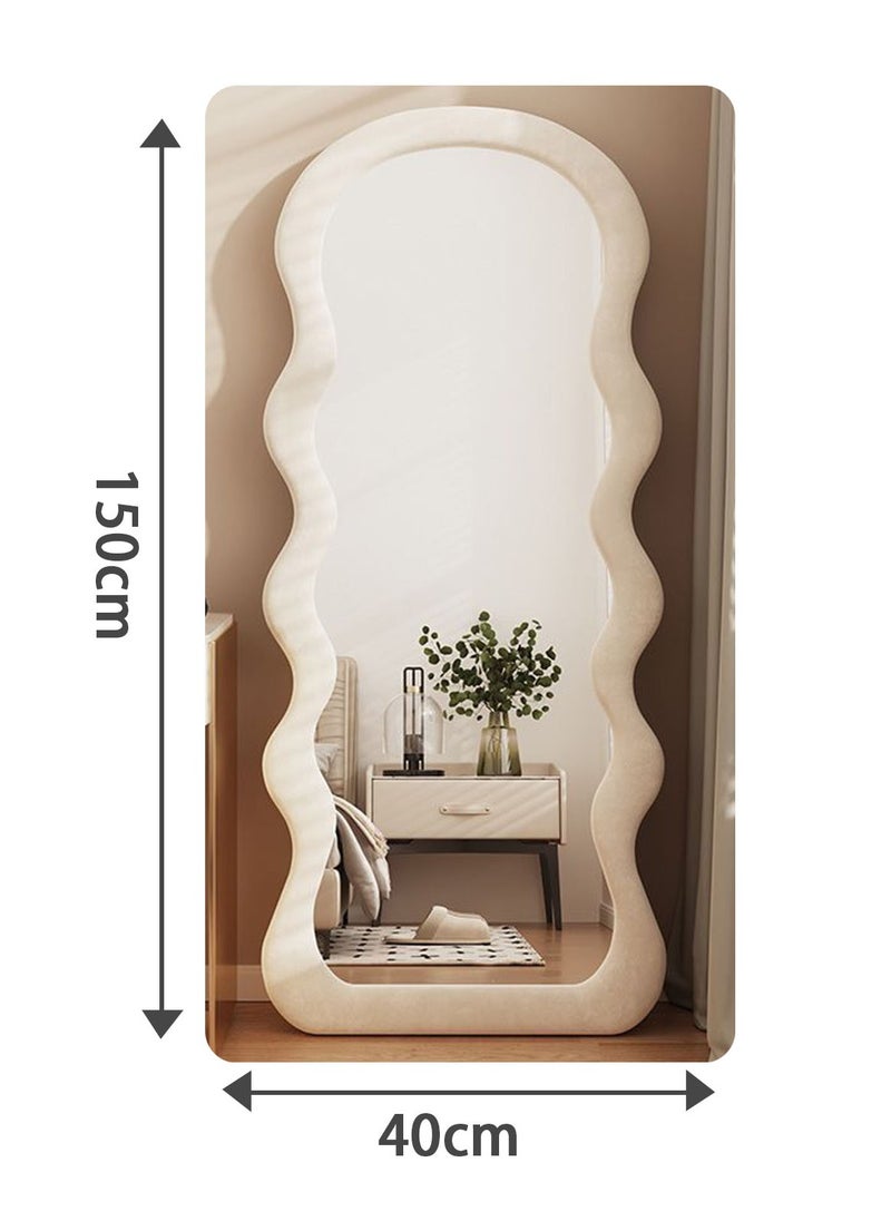 Hihonor Full Body Mirror 150x40cm Wavy Full Body Mirror, Fitting Mirror Dressing Mirror, Shaped Mirror for Bedroom Dressing Room Living Room, White  - Image 4