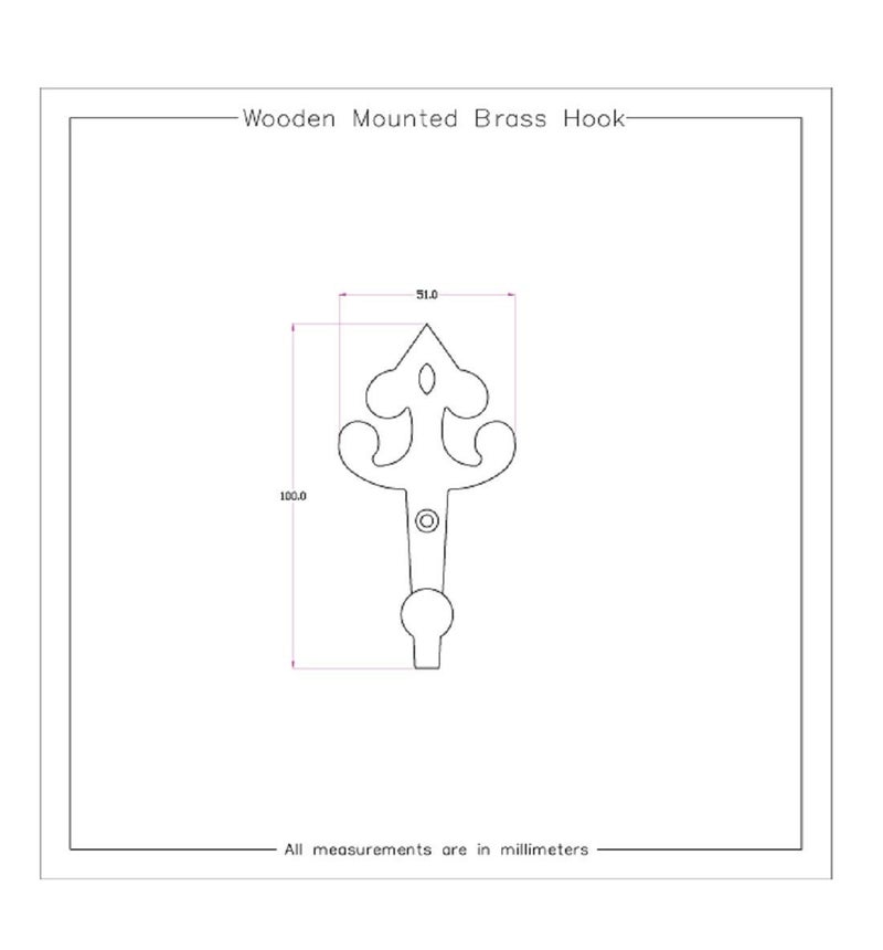 HOBKNOBS (Set of 6 Wall/Wooden Mounted Brass 94mm(H) Hook Hanger - Grey. - Image 4