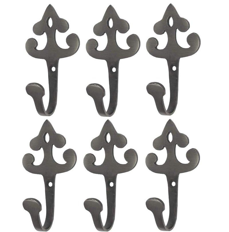 HOBKNOBS (Set of 6 Wall/Wooden Mounted Brass 94mm(H) Hook Hanger - Grey. - Image 1
