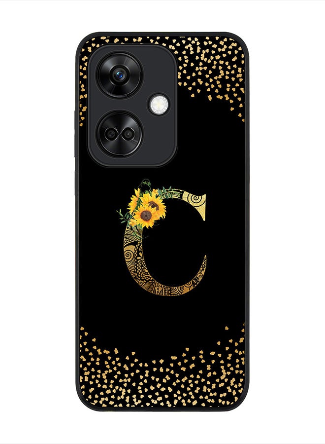 Stylizedd Rugged Black Edge case for OnePlus Nord CE3 / Oppo K11, Slim fit Flexible   Custom Monogram Initial Letter Mandala Floral Pattern Alphabet- C (Black) - Image 1