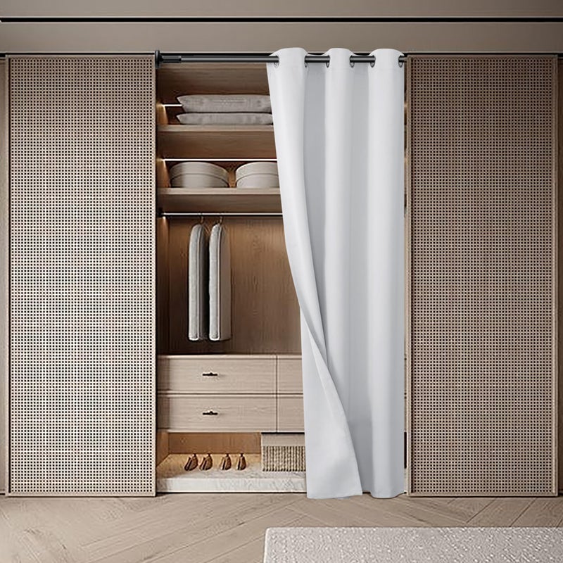 BGment الستارة الرمادية البيضاء الأبيض الستار 78 بوصة الطول للدخول غرفة نوم خزانة الستار الخصوص - Image 2