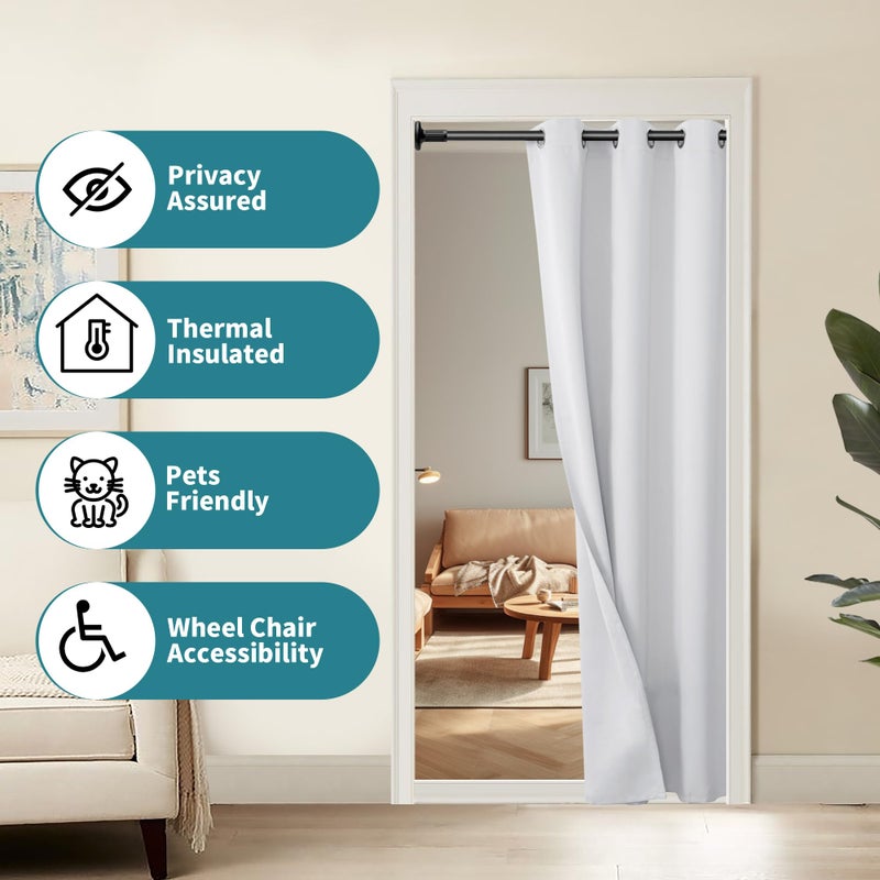 BGment الستارة الرمادية البيضاء الأبيض الستار 78 بوصة الطول للدخول غرفة نوم خزانة الستار الخصوص - Image 3