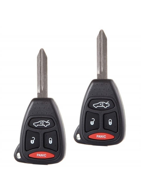 Compatible with Keyless Shell, 2X Replacement Keyless Entry Remote Head Key Combo Fob Shell Case Transmitter Uncut Blade for Dodge for Jeep K0BDT04A