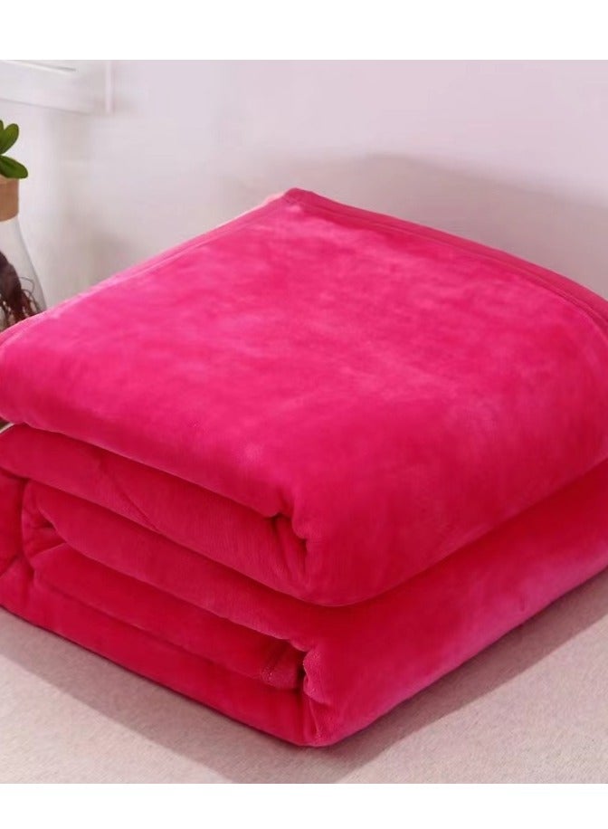 بطانية فانيلا خفيفة الوزن بلون صلب بأسلوب الحافة من المخمل المرجاني لأسرة الأريكة باللون الوردي