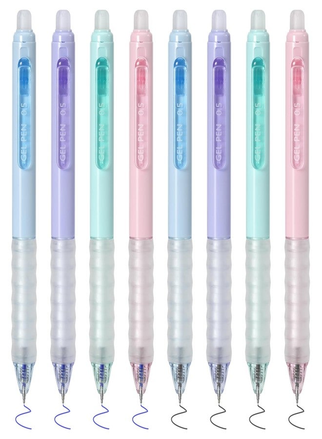 Temiary 8Pcs Retractable Erasable Gel Pens, Make Mistakes Disappear, Blue & Black Ink Pen for Writing Planner and Crossword Puzzles, No Smudge on School Office Supplies (Morandi) - Image 2