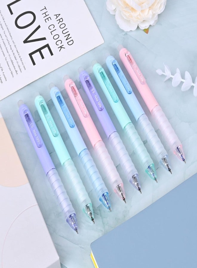Temiary 8Pcs Retractable Erasable Gel Pens, Make Mistakes Disappear, Blue & Black Ink Pen for Writing Planner and Crossword Puzzles, No Smudge on School Office Supplies (Morandi) - Image 1
