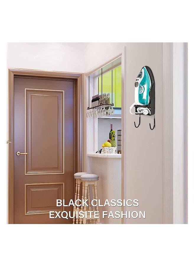 Ironing Board Holder Wall Mounted Storage Organizer  Electric Iron Holder Household Bathroom Shelf with Heat Resistant Tray Storage Organizer Easily Mount Against Wall Black - Image 3