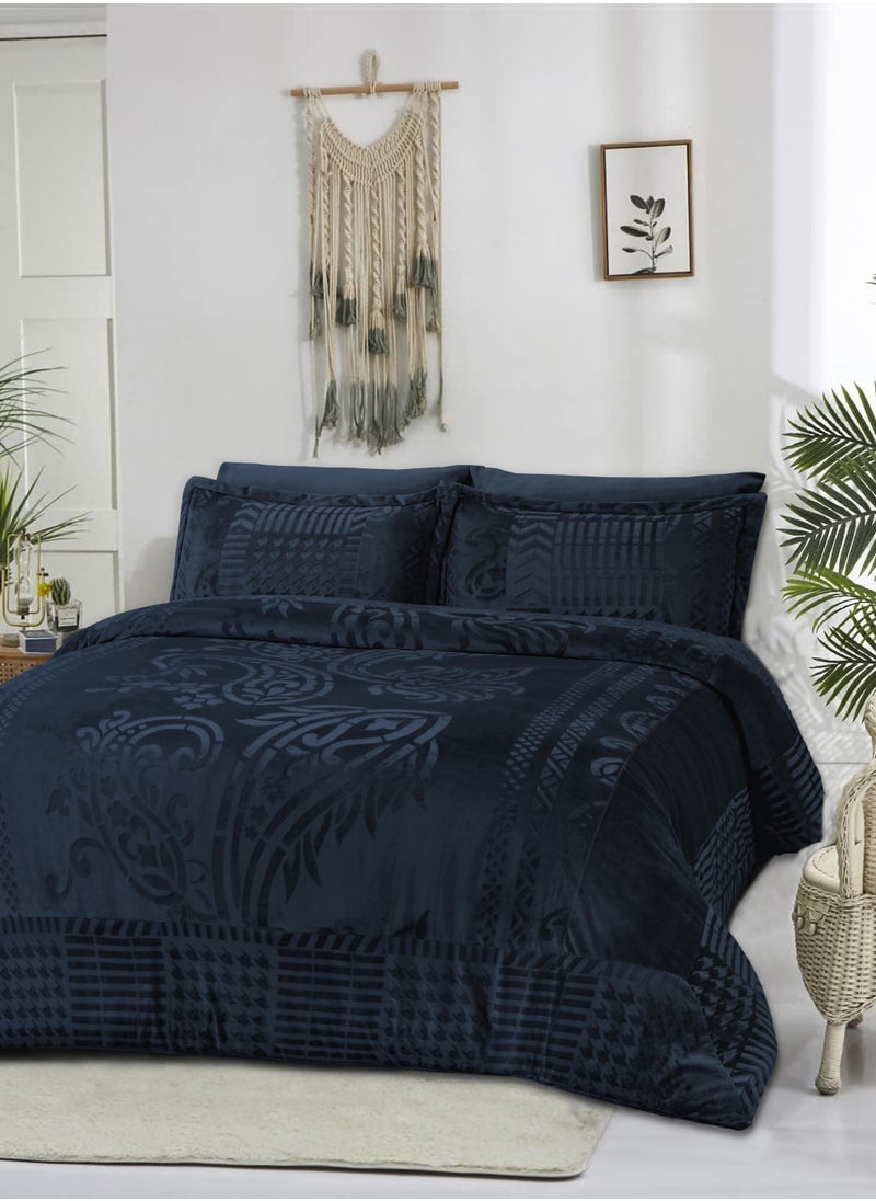 Master Home Textile - Velvet Comforter Sets, 5 Pcs Single Size, Fits 120 x 200 cm Single Size Bed, With Removable Filling, Soft, Warm - Image 1