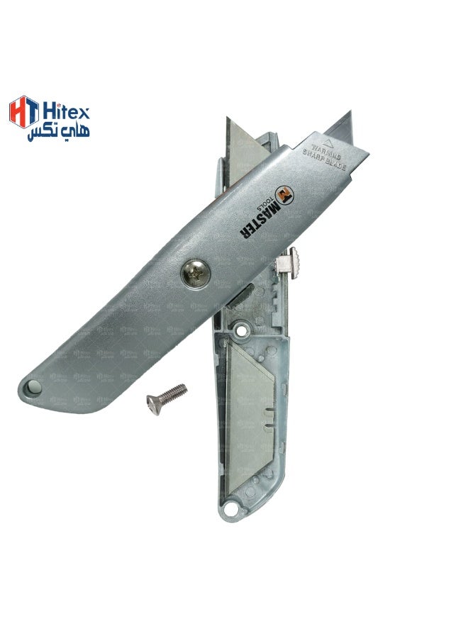Hitex Master Heavy Duty Retractable Knife – Metal Body, 3-Position Slide, 3 Blades Included | Utility Cutter | 6" - Image 2