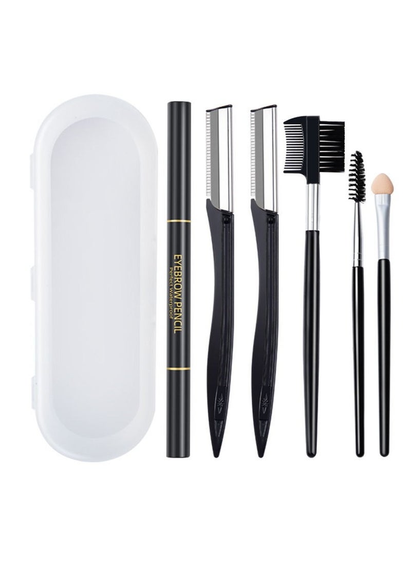 Goolsky Eyebrow Grooming Kit, Multipurpose Exfoliating Dermaplaning Tool, Male And Female Facial Razor Facial Trimming Razor Eyebrow Brush Scissors Tweezers Tool - Image 1